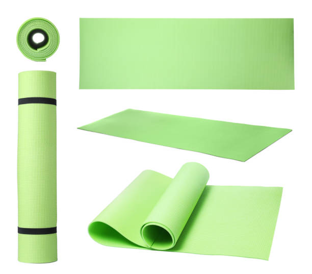 istock Set with green camping mats on white background 1400291531