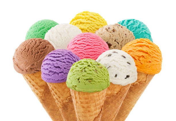 bouquet di coni gelato - scoop in front of portion colors foto e immagini stock