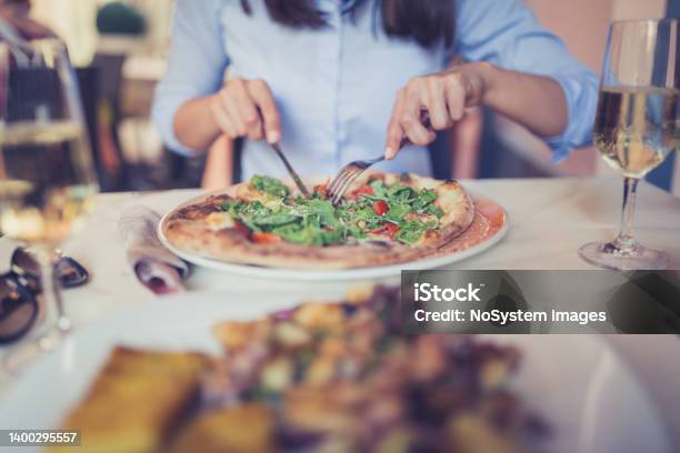 Couple Eating Pizza Stock Photo - Download Image Now - Trieste, Food, Pizza