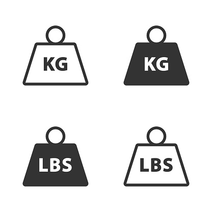 Set of Simple kg and lbs weight icon. Unit of imperial pound mass constant. Vector illustration