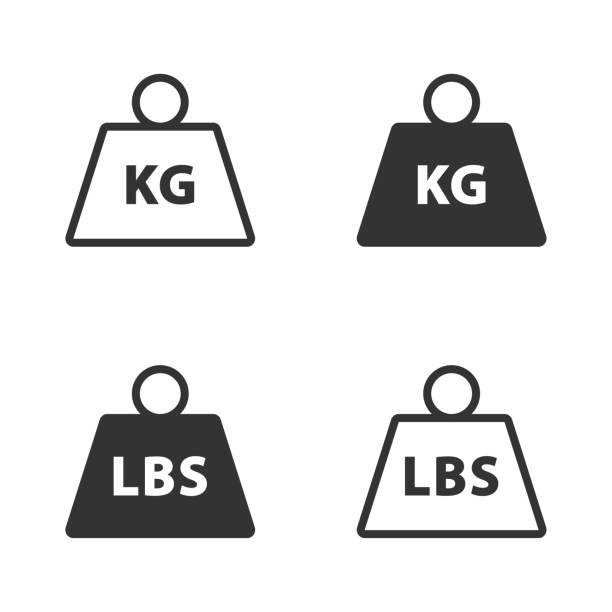 Set of Simple kg and lbs weight icon. Unit of imperial pound mass constant. Vector illustration. Set of Simple kg and lbs weight icon. Unit of imperial pound mass constant. Vector illustration weight stock illustrations