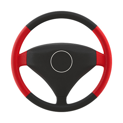 Steering wheel on white background. Isolated 3D illustration