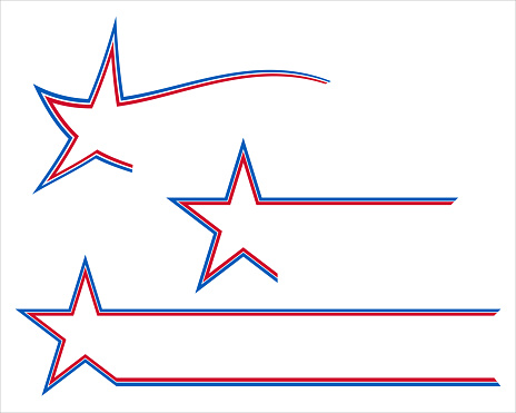 Red, white, and blue star with stripes collection - Vector Illustration