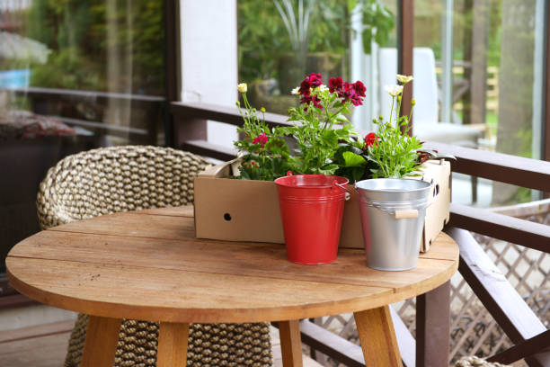 Hanging Flower Pots with fence