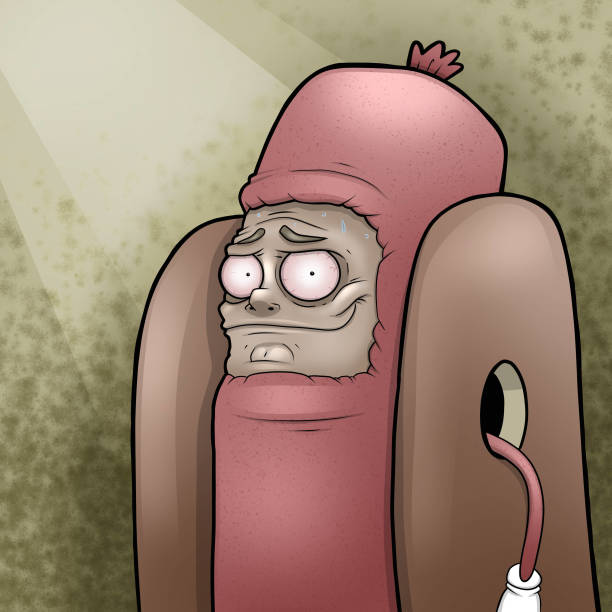 guy in hotdog kostüm cartoon illustration - wearing hot dog costume stock-grafiken, -clipart, -cartoons und -symbole