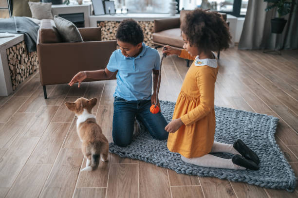 istock Kids training the puppy and looking excited 1400305330