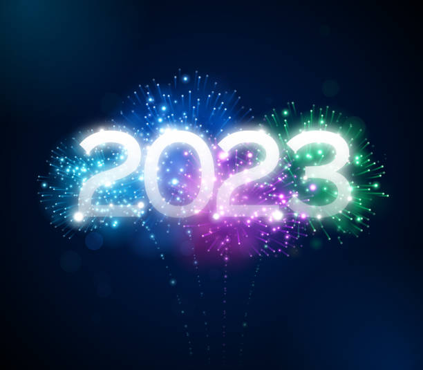 neujahr 2023 feuerwerk - new years day stock-grafiken, -clipart, -cartoons und -symbole