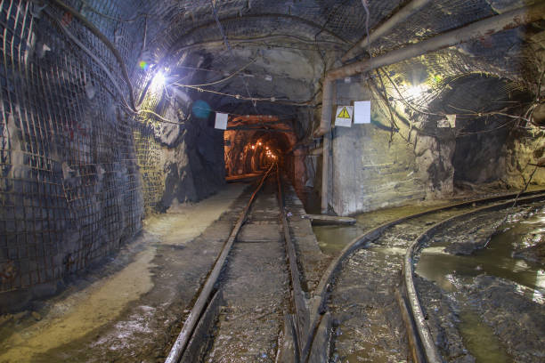 istock Underground interior of iron ore mine. 1400313258