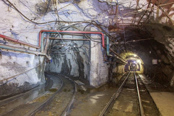 istock Underground interior of iron ore mine. 1400313325