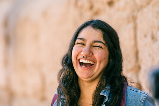 Smiling woman in San Pedro de Atacama, Chile