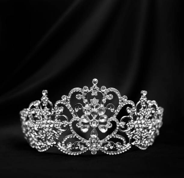 istock Royal luxury diadem with crystals, diamonds. Black and white. 1400316696