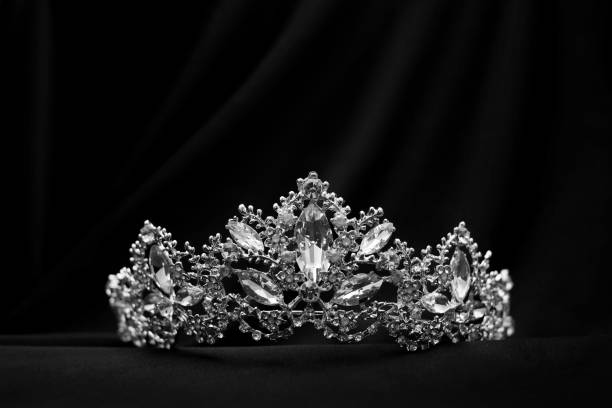 istock Royal luxury diadem with crystals, diamonds. Black and white 1400316759