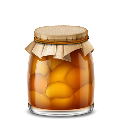 Canned apricot jam. Compote. Vector illustration.