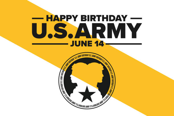 geburtstag der us-armee. 14. juni. urlaubskonzept. vorlage für hintergrund, banner, karte, poster mit textinschrift. vektor eps10 abbildung. - army stock-grafiken, -clipart, -cartoons und -symbole