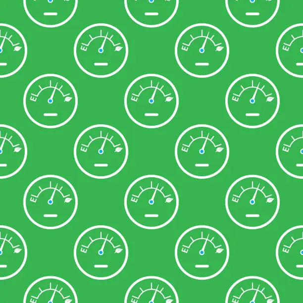 Vector illustration of Green Fuel Gage Seamless Pattern