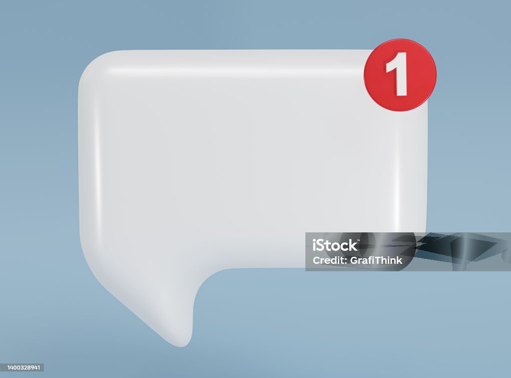 Notification Bubbl Speech Bubble With Notification On Blue Background 3d Rendering Stock ...