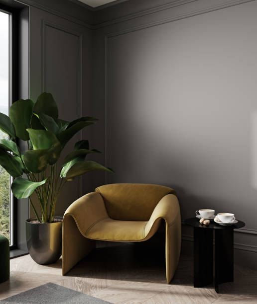 istock Minimalist modern living room interior background, 3D render 1400329189