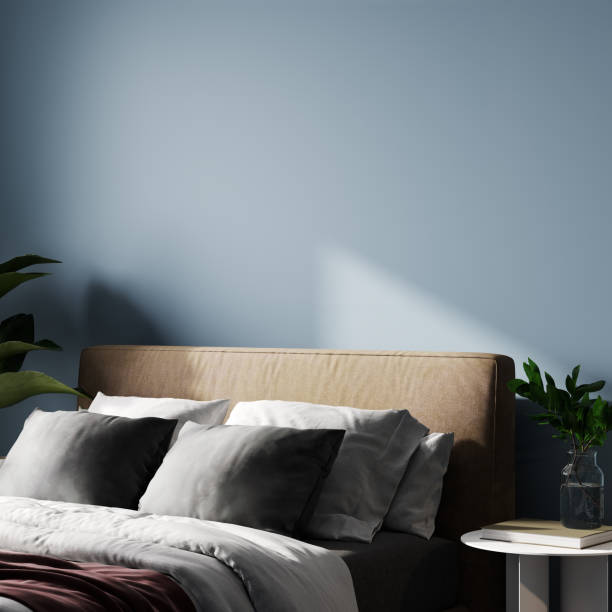 istock Close-up in modern blue bedroom interior, 3d rendering 1400329220