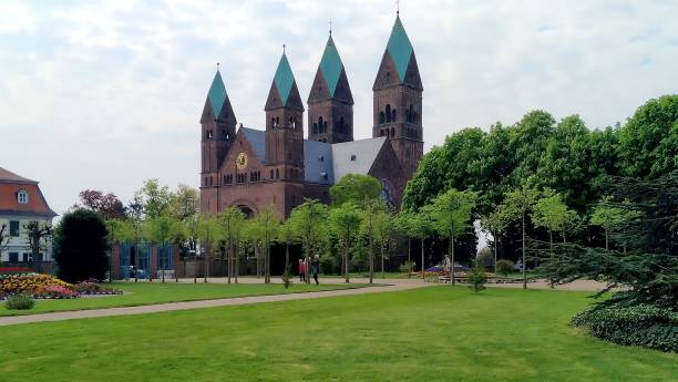 Church of the Redeemer, Bad Homburg, Germany Church of the Redeemer, finished in 1908, with Romanesque Revival exterior, view from the Palace Garden, Bad Homburg, Germany 1908 stock pictures, royalty-free photos & images