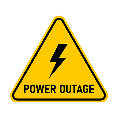 Power outage. Yellow sign warning of a power outage. Electrical shutdown. Vector illustration.