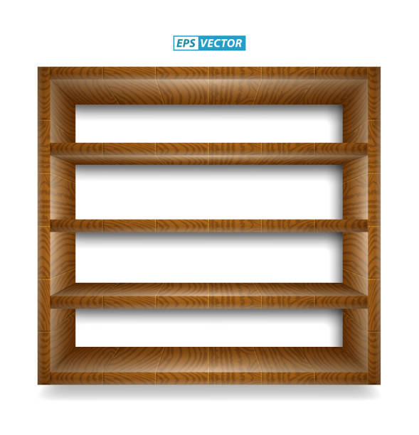 illustrations, cliparts, dessins animés et icônes de ensemble d’étagères murales en bois blanc réalistes isolées. vecteur eps - sale shelf bookshelf wood