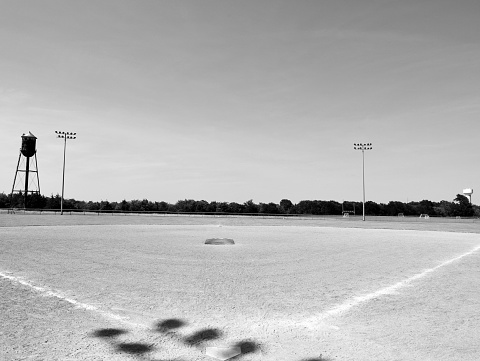 Baseball field in black & white