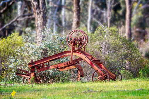 Rusty old disused gold mining equipment at Heathcote in Central Victoria