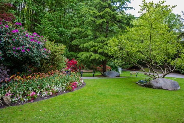 Fragment of Victoria Hill Park in New Westminster  City stock photo