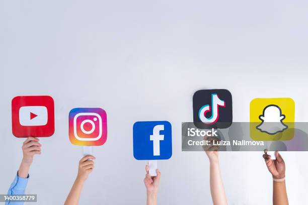 Teenagers Hands Hold Social Media Signs In Their Hands Youtube Snapchat Instagram Tiktok Facebook Teenagers Addicted To New Technology Trends Concept Of Youth Technology Social And Friendship Turkey Istanbul May 29 2022 Stock Photo - Download Image Now