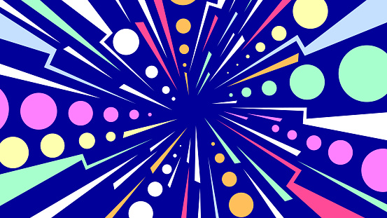 Bright abstract geometric pattern illustration - Circles and stripes. The concept of speed or explosion. Pop Art/Comic book.