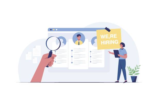 illustrations, cliparts, dessins animés et icônes de recrutement et embauche avec des responsables rh à la recherche d’un nouveau candidat. illustration vectorielle - occupation classified ad employment issues job search