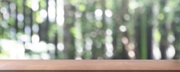 istock Wood shelves on nature wall background 1400364318