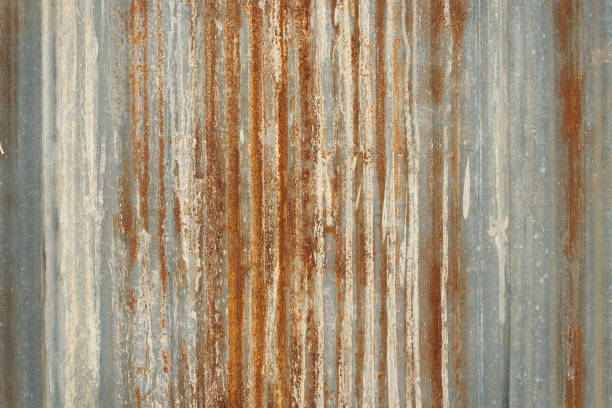 istock Old zinc wall texture background, rusty on galvanized metal panel sheeting. 1400370304