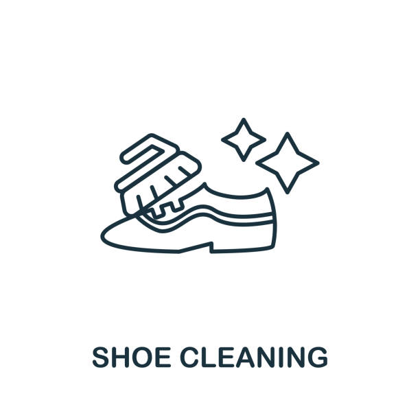 Shoe Cleaning icon. Simple illustration from laundry collection. Creative Shoe Cleaning icon for web design, templates, infographics and more Shoe Cleaning icon. Simple illustration from laundry collection. Creative Shoe Cleaning icon for web design, templates, infographics and more. shoe polish stock illustrations