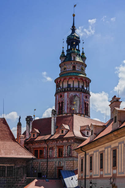 체스키 크룸 로프 시골 마을 건축, 체코 공화국. - czech republic cesky krumlov village tourist 뉴스 사진 이미지