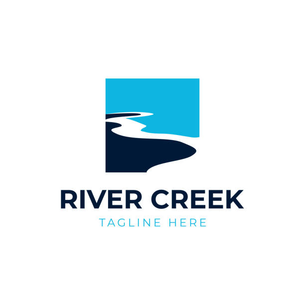 river creek logo vektor-symbol-illustration - water river waterfall stream stock-grafiken, -clipart, -cartoons und -symbole