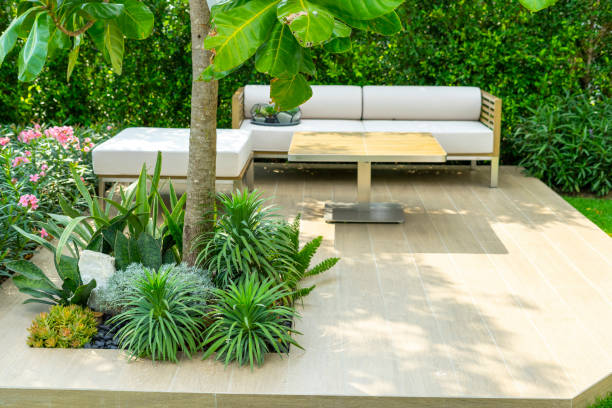 istock Garden with growing green flowers and plants. 1400375184