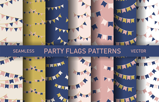 Pattern Background For Flag Set Of Seamless Vector Party Flags Patterns Collection Of Celebration ...