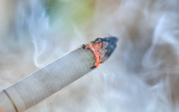 Cigarette and smoke stock photo