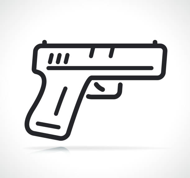 ilustraciones, imágenes clip art, dibujos animados e iconos de stock de icono de la línea de pistola o pistola - gun violence
