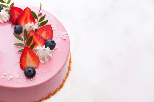 istock Sweet cake with strawberries on a white 1400379220