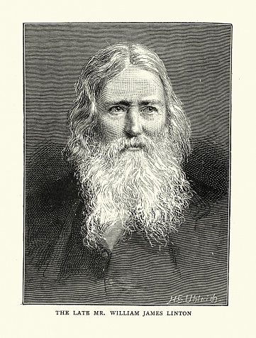 Vintage illustration, an English-born American wood-engraver, landscape painter, political reformer and author of memoirs, novels, poetry and non-fiction