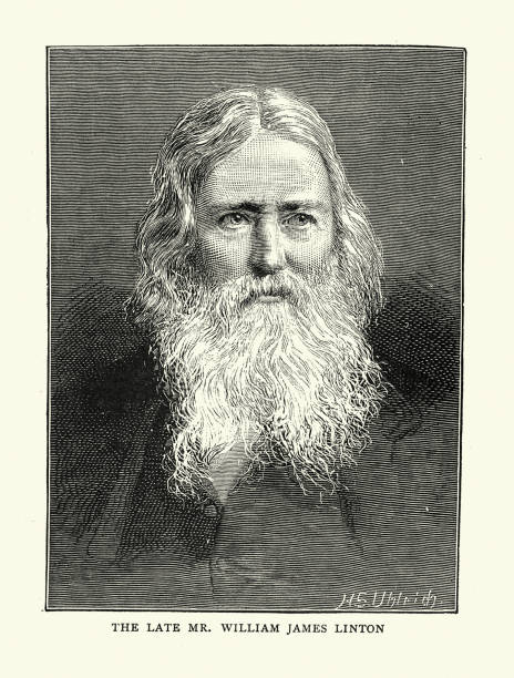 William James Linton, Victorian English author and landscape painter Vintage illustration, an English-born American wood-engraver, landscape painter, political reformer and author of memoirs, novels, poetry and non-fiction long beard stock illustrations