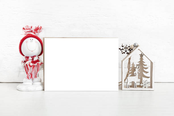 istock Blank white horizontal card with christmas attributes. 1400383720