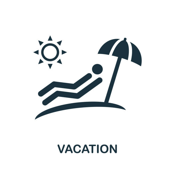 ilustrações de stock, clip art, desenhos animados e ícones de vacation icon. simple line element vacation symbol for templates, web design and infographics - beach palm tree island deck chair