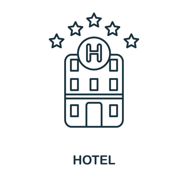 ilustrações de stock, clip art, desenhos animados e ícones de hotel icon. simple illustration from vacation collection. creative hotel icon for web design, templates, infographics and more - house real estate key residential structure