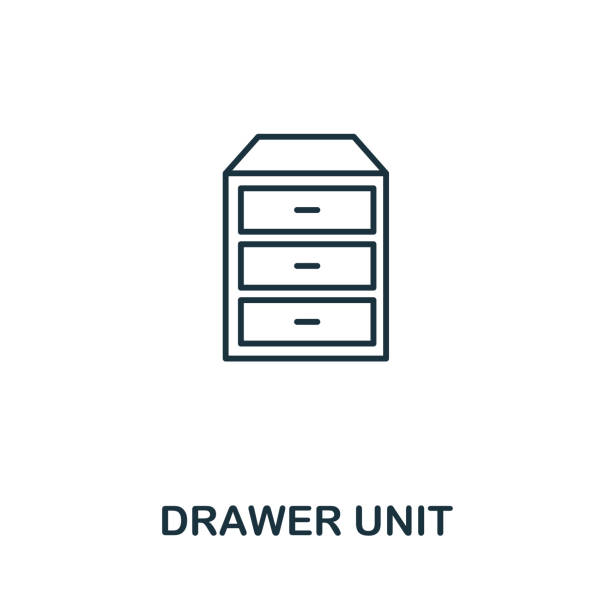 ilustrações de stock, clip art, desenhos animados e ícones de drawer unit icon. simple illustration from furniture collection. creative drawer unit icon for web design, templates, infographics - open file