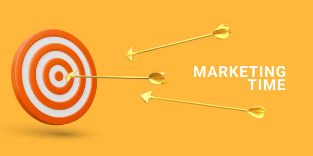 istock Marketing time concept. Targeting the business. Realistic 3d design red target and golden arrows. Vector illustration 1400391096