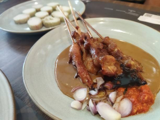 istock Chicken satay with sambal and peanut sauce 1400391157