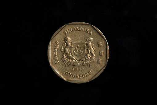 Turkish 5 Kurus Coins Isolated On Black,1975